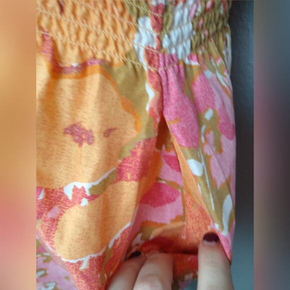 Talbots Pink Orange Silk Floral Drop Waist Dress Size Medium - Picture 8 of 14